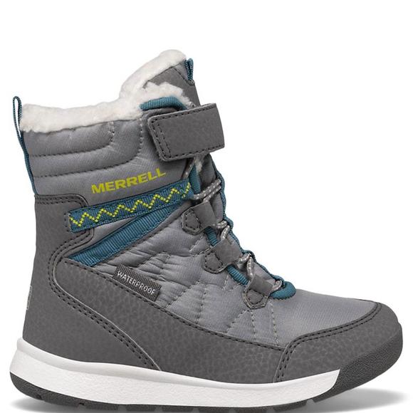 NEW MERRELL little kid-snow crush 3.0 waterproof jr. boot in grey - Picture 2 of 4